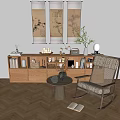 Wicker Rocking Chair With Upholstered Cushion And Small Round Table In Cozy Living Room