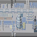 Industrial Plant Complex With Tall Towers Pipes Buildings And Processing Equipment