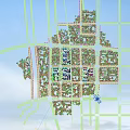 Birds Eye View Planning of Residential Area with High Rise Buildings Green Areas and Roads