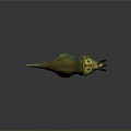 Detailed Triceratops 3D Model In Green And Yellow Color With Large Frill And Sharp Horns