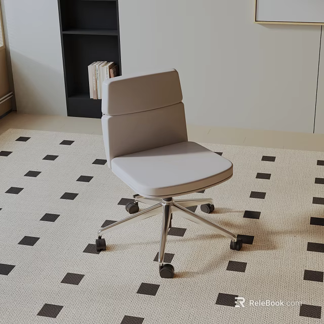 Modern Comfortable Leisure Chair With Upholstered Seat And Swivel Wheels On Geometric Rug 3d model 