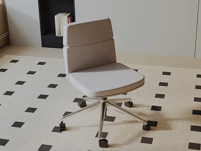Modern Comfortable Leisure Chair With Upholstered Seat And Swivel Wheels On Geometric Rug 3d model