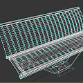 Modern Dark Metal Slatted Outdoor Bench With Sturdy Frame Design 3d model