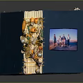 Creative Blue Wall Design With Photo Frame And Decorative Ornaments