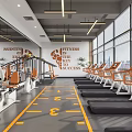 Modern Fitness Gym With Treadmills Exercise Bikes And Motivational Decor