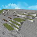 Outdoor Seaview Stairs With Stone Slabs Grass And Open Blue Sky Landscape