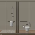 Modern Bathroom Shower Head With Glass Enclosure Towel Rack Toilet And Sleek Design