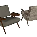 Comfortable Modern Dining Chairs With Gray Fabric Wooden Armrests And Legs