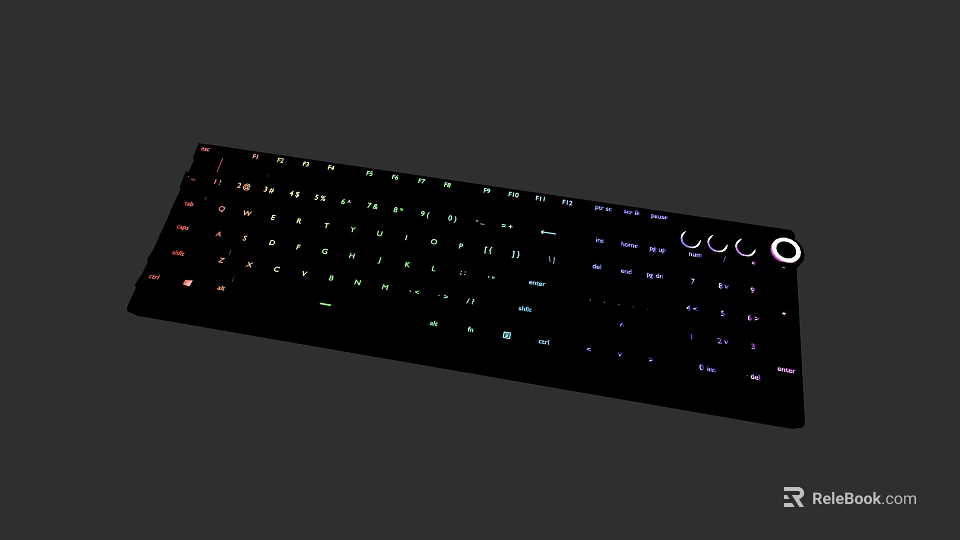 Modern RGB Backlit Full Size Keyboard With Colorful Illumination And Ergonomic Design 3d model 