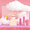 Pink Themed Instagrammable Photo Spot With Clouds Staircase And Decor