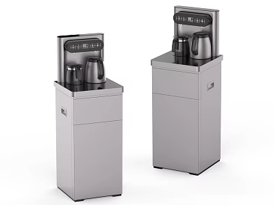 Silver Standing Water Dispensers With Modern Design And Control Panel For Home Use 3d model