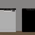 White And Black Dishwashers As Modern Household Appliances In Kitchen Side By Side