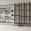 Industrial Metal Pipes with Various Sizes and Structural Arrangements on Wall