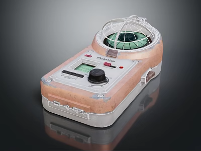 Portable Monitoring Device With Orange And White Design Transparent Dome Display Screen And Control Button 3d model