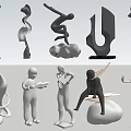 Modern Black Sculptures With Various Human Figures And Abstract Shapes