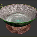 Decorative Silver Bowl With Intricate Patterns And Ornate Base For Household Decor