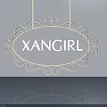 Elegant Swing Door Featuring Decorative Scrollwork And XANGIRL Brand On Light Gray Background With Reflection 3d model