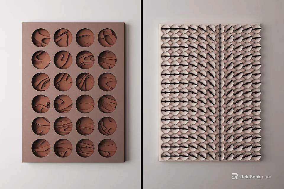 Modern Wall Decor With Textured Geometric Patterns In Neutral Tones 3d model