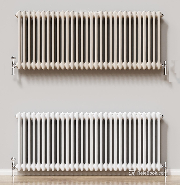 Modern Vertical Bar Radiator in White and Dark Hues Wall Mounted for Home Heating 3d model 
