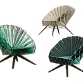 Modern Fan Shaped Leisure Chairs With Various Colors And Black Three Legged Base