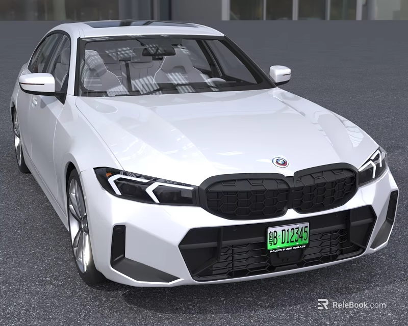 White BMW Sedan Modern Exterior Design With Kidney Grille And LED Headlights 3d model 