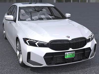 White BMW Sedan Modern Exterior Design With Kidney Grille And LED Headlights 3d model