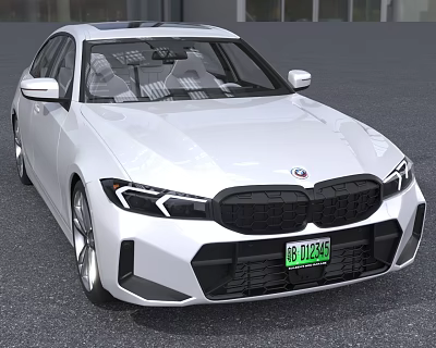 White BMW Sedan Modern Exterior Design With Kidney Grille And LED Headlights 3d model