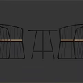 Modern Round Wooden Table With Black Metal Frame Chairs And Wooden Seats Set