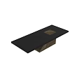 Modern Coffee Table With Dark Wood Top And Square Inlay On Marble Base