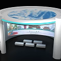 Immersive Dome Projection Space With Traditional Chinese Architecture And Mountain Landscape