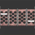 Red And White Industrial Metal Frame Equipment With Holes And Letter Design