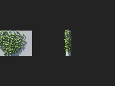 Natural Green Climbing Vines Covering Wall Panel And Cylindrical Column Structure 3d model