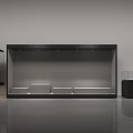 Sleek Modern Display Shelves With Black Frame And Illuminated Glass Panels