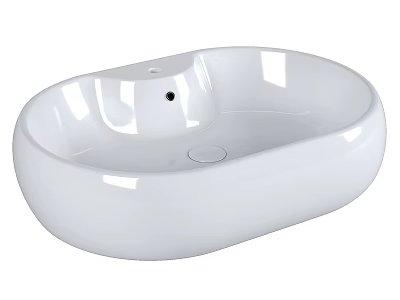Modern White Oval Above Counter Washbasin With Smooth Glossy Design 3d model