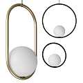 Modern Pendant Light With Gold And Black Metal Frame And White Globe Shade
