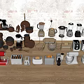 Assorted Modern Kitchen Appliances Display With Blenders Toasters And Coffee Makers 3d model
