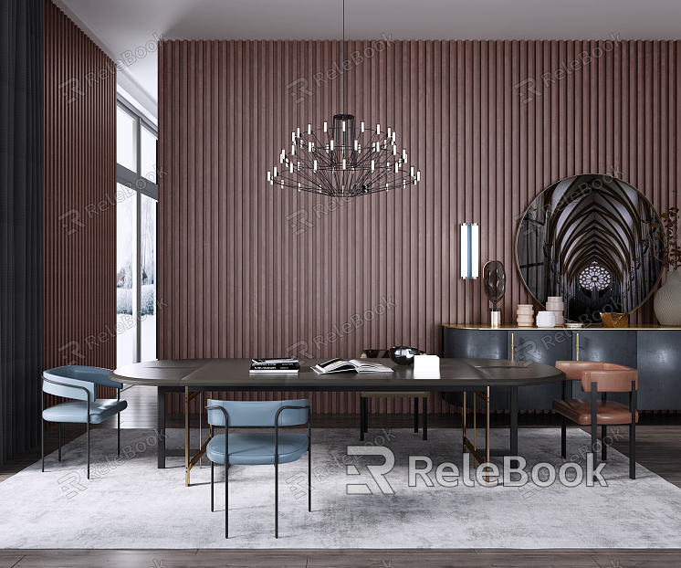 Light Luxury Restaurant Dining Table and Chair model