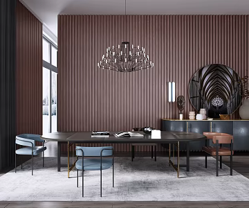 Light Luxury Restaurant Dining Table and Chair 3d model