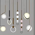 Modern Decorative Pendant Lights Featuring Various Shapes White Pink Spheres And Metal Frames For Interior