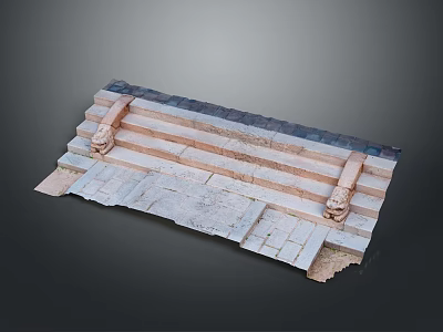 Classical Architectural Stone Steps Featuring Animal Head Decorations And Stone Structure 3d model