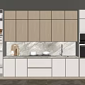 Modern Kitchen Interior With Light Wood White Cabinets Marble Countertop And Appliances