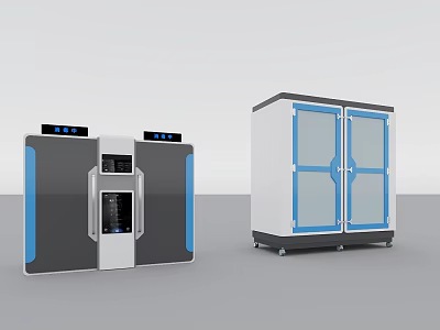 Lab Equipment With Cabinets And Control Panels 3d model