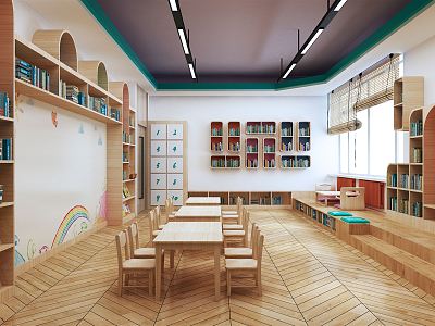 New Chinese Reading Room Picture Book Room Library model