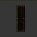 Double Wooden Entrance Doors With Brown Frames And Black Glass Inserts Design