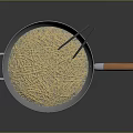 Non stick Frying Pan with Wooden Handle Cooking Yellow Noodles Using Chopsticks