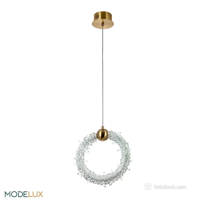 Elegant Contemporary Ring Shaped Chandelier With Crystal Beads And Gold Accents 3d model 