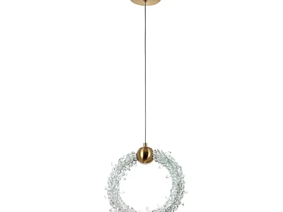 Elegant Contemporary Ring Shaped Chandelier With Crystal Beads And Gold Accents 3d model