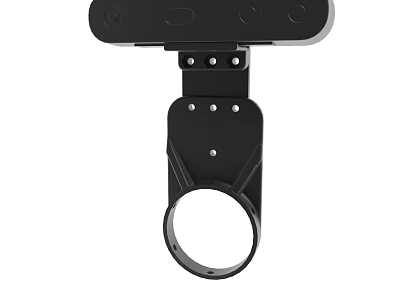 Black Metal Mounting Bracket with Circular Ring for Equipment Installation 3d model