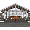 Industrial Factory Building With Wooden Structure Large Roof Open Design Canopy And Outdoor Area