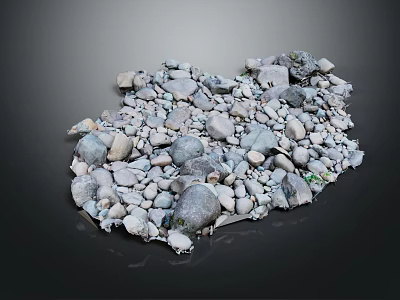 Natural Pebbles With Various Sizes And Mixed Colors In Scattered Arrangement 3d model